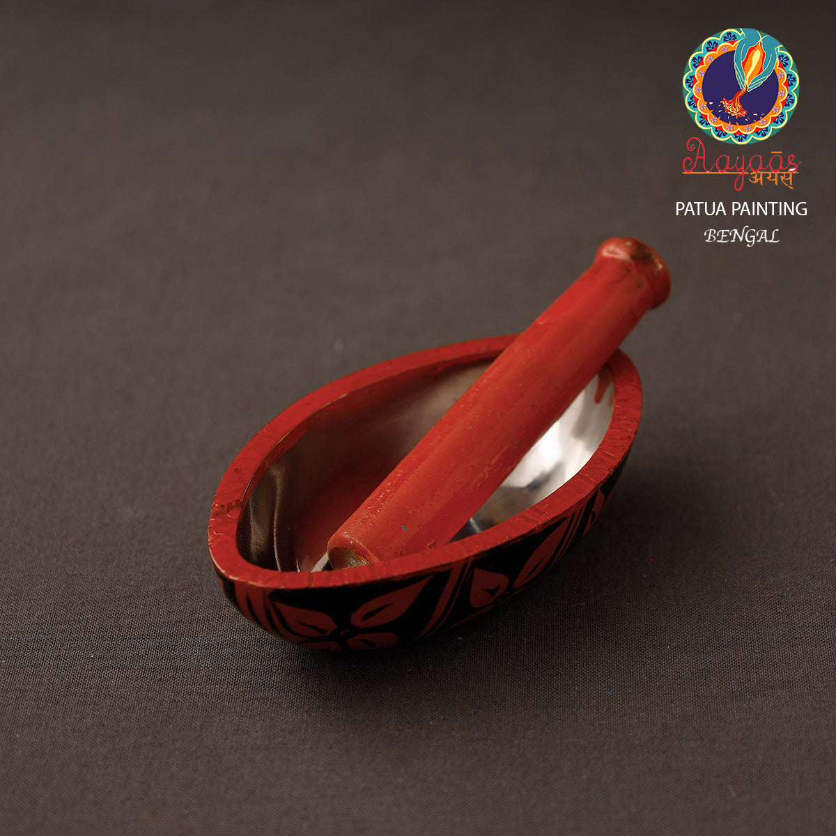 Bengal Patua Handpainted Mortar and Pestle Set