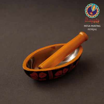 Bengal Patua Handpainted Stainless Steel Mortar And Pestle