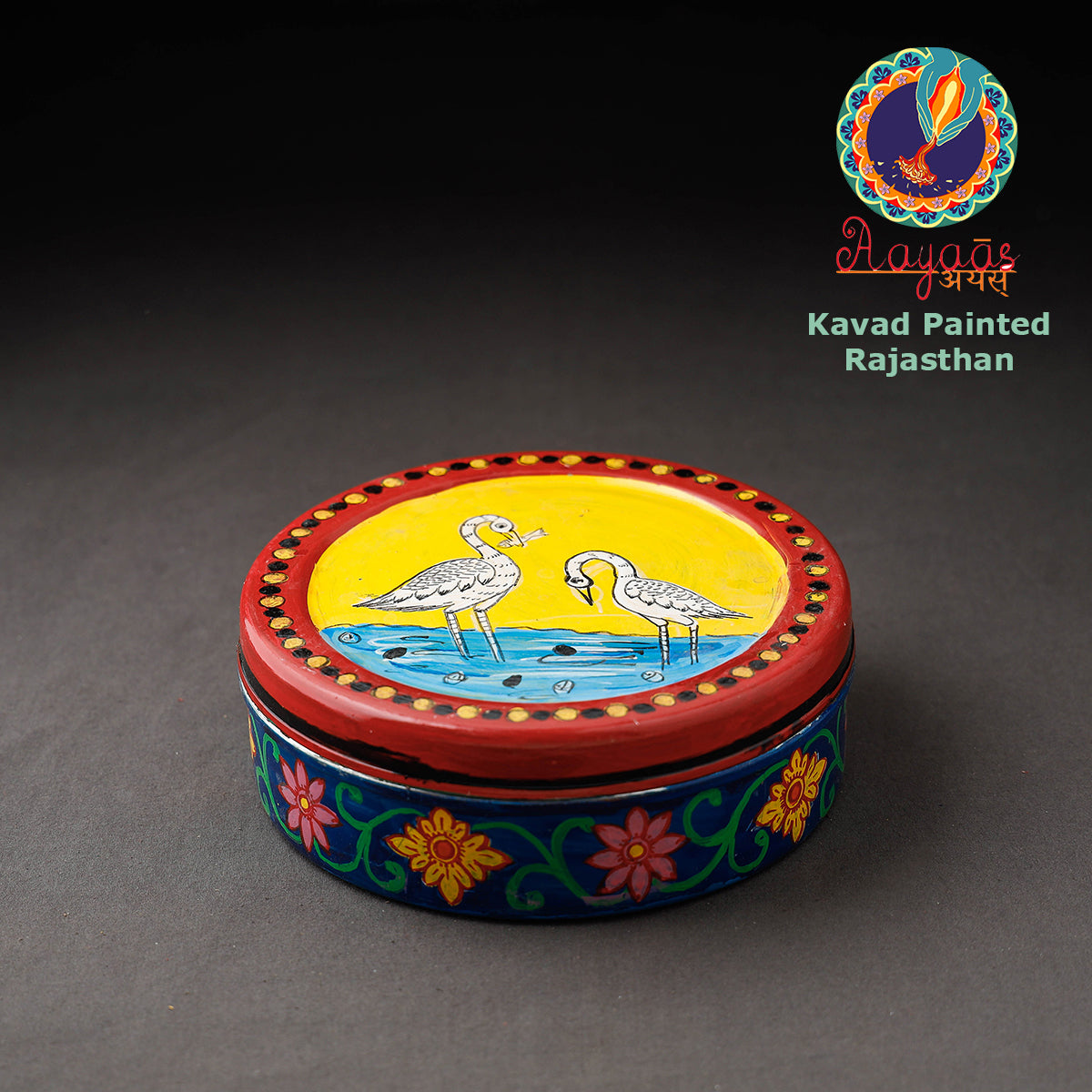 Multicolor Kavad Handpainted Stainless Steel Masala Box