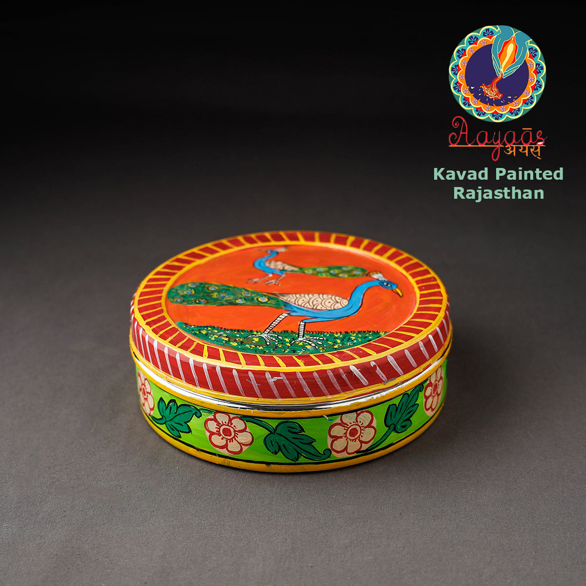 Multicolor Kavad Handpainted Stainless Steel Masala Box