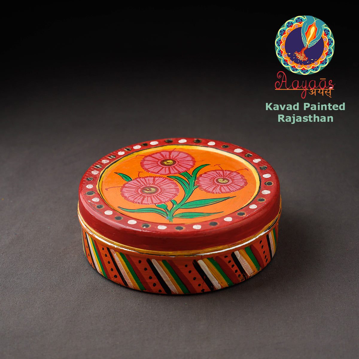 Multicolor Kavad Handpainted Stainless Steel Masala Box