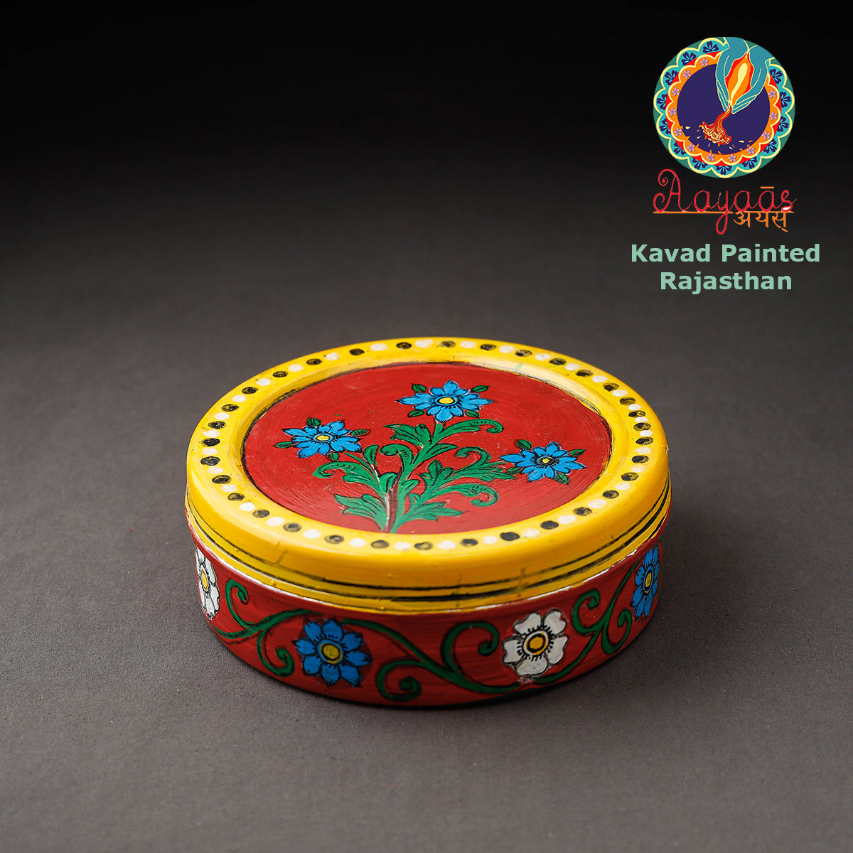 Kavad Handpainted Stainless Steel Red Masala Box