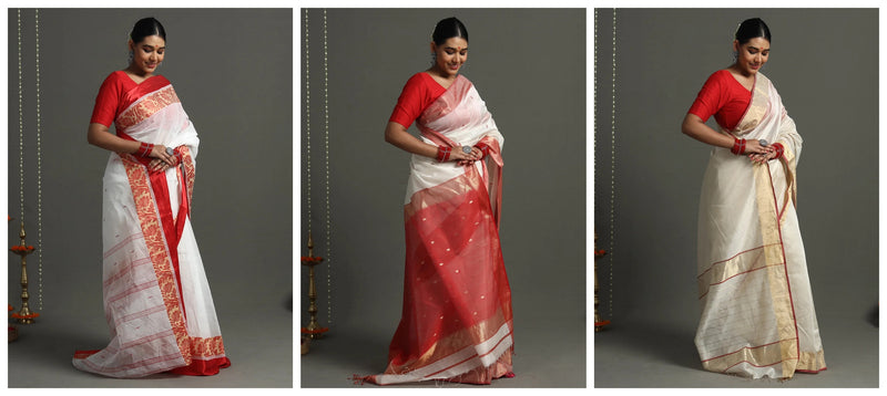 White Plain Saree With Red Border at Rs 450 in New Delhi | ID: 19758551833