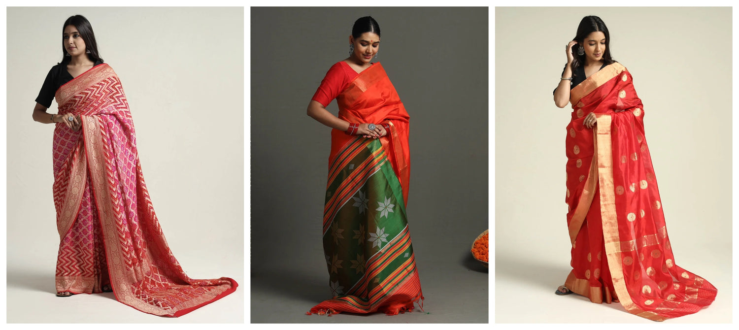 (Latest) Designer Silk Red Saree For Karwa Chauth Festival