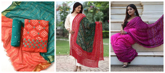 Bandhani dress material, dupattas, sarees and much more
