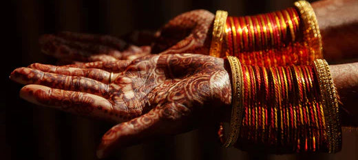 women wearing bangles for her marriage