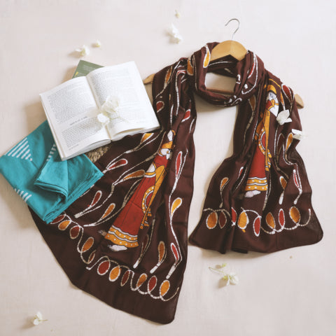 Hand Batik Printed Silk & Cotton Stoles