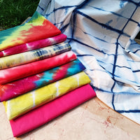 itokri shibori fabrics. . This fabric is hand dyed using shibori tie and dye technique in which the fabric is tied using clamp or stitches in the required design and the pattern is dyed. 