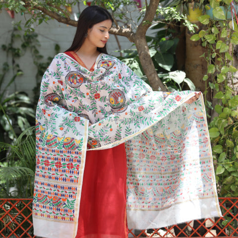 Madhubani Dupatta - Buy Madhubani Hand Printed Dupattas Online | iTokri ...