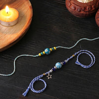 Original blue pottery ceramic beads rakhi