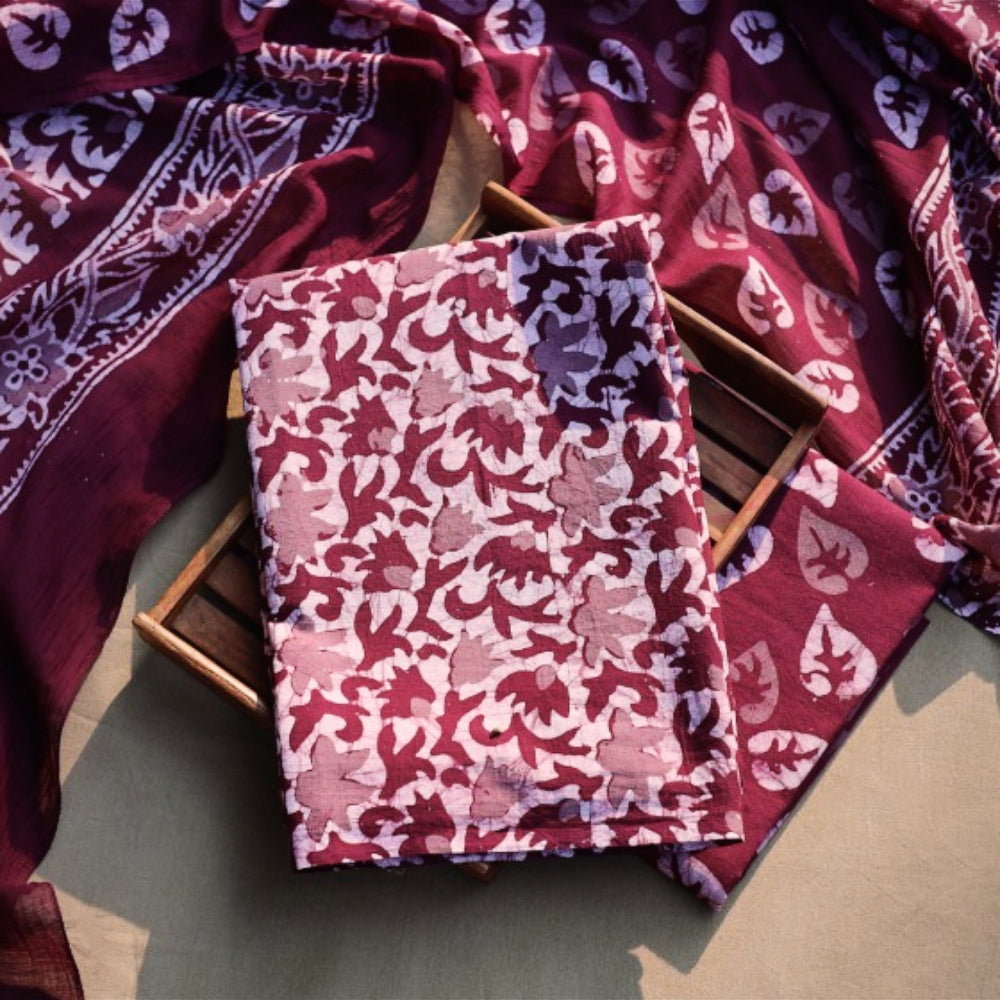 Hand batik printed dress materials