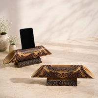 Handcarved wooden mobile stands