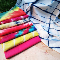 itokri shibori fabrics. . This fabric is hand dyed using shibori tie and dye technique in which the fabric is tied using clamp or stitches in the required design and the pattern is dyed. 