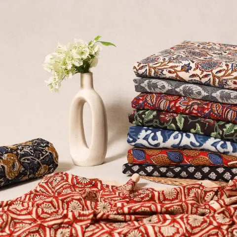 itokri Bagru block printed Fabrics. Bagru dabu block printed cotton fabric, made using natural dyes through traditional mud resist process by using hand carved wooden block practiced in Bagru, Rajasthan.