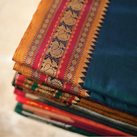  itokri Dharwad Fabrics. Dharwad fabric with a traditional thread-woven border from Dharwad, Karnataka.