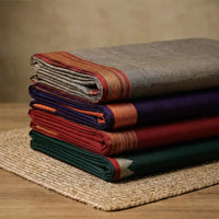  itokri Dharwad Fabrics. Dharwad fabric with a traditional thread-woven border from Dharwad, Karnataka.