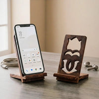 Handcarved wooden mobile stands