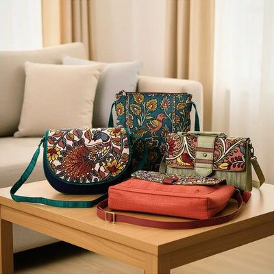 Handpainted kalamkari bags & handmade products by dwaraka