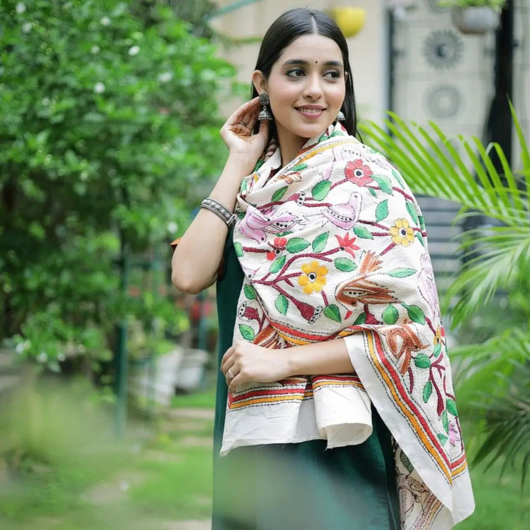 Kantha work stoles