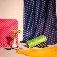 itokri Leheria Tye-Dye Fbarics. Leheria is a traditional tie-dye craft practised in the Indian state of Rajasthan. This type of print has vibrant colours with distinctive patterns.