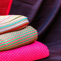 itokri Mashru Fabrics. Made with mix of silk and cotton threads to create a textile that is simple cotton on one side and rich appearance of glistening silk on the other. 