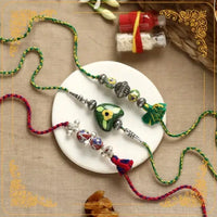 Original blue pottery ceramic beads rakhi