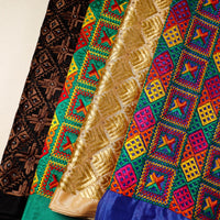 itokri phulkari fabrics. Phulkari is a very refined embroidery work of Punjab region. The word phul means flower and kari means craft, Phulkari is the art of making beautiful intricate designs and motifs on fabrics with different colored threads.