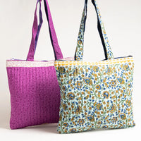 Quilted applique shoulder bags