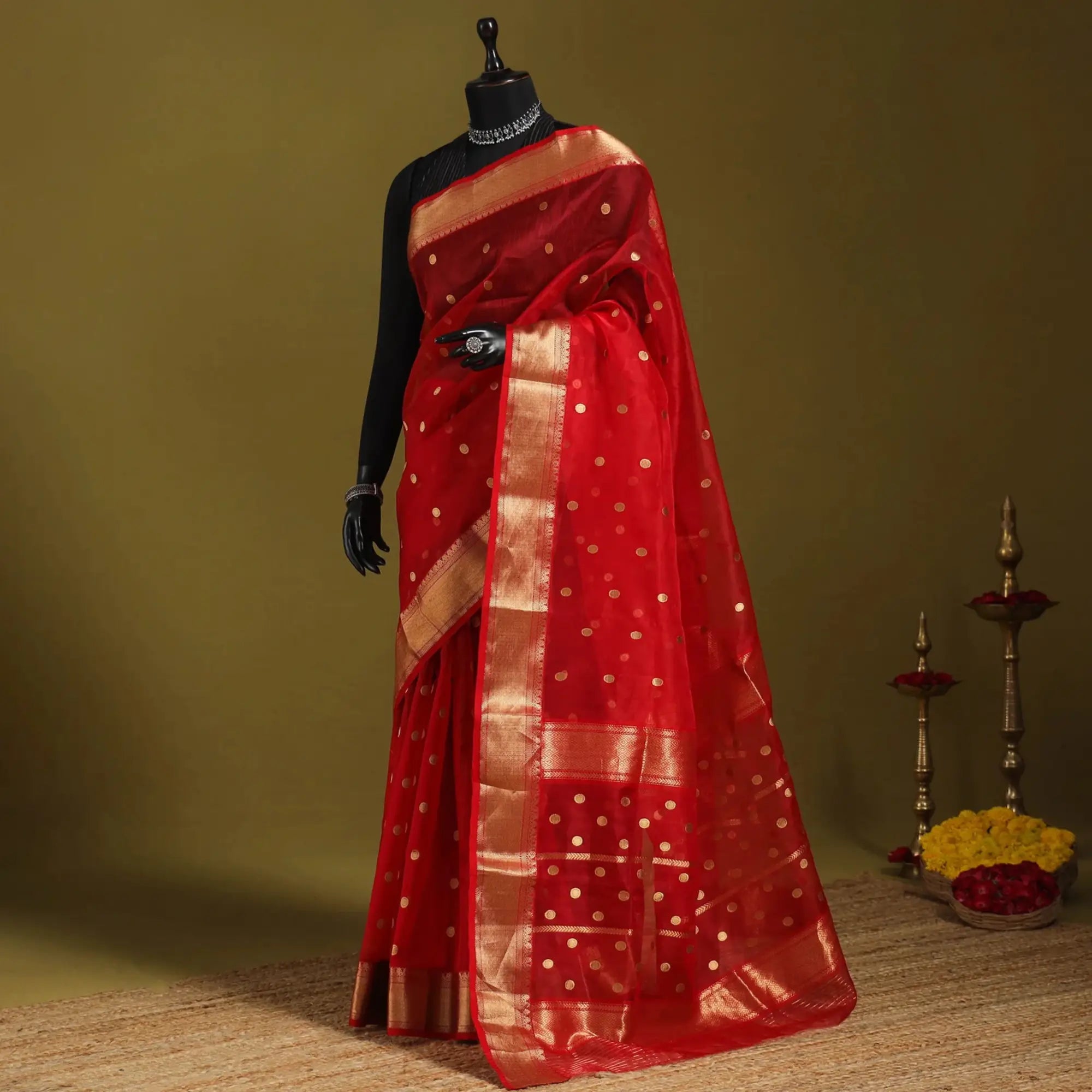Red Cotton & Silk Handloom Sarees Online | iTokri