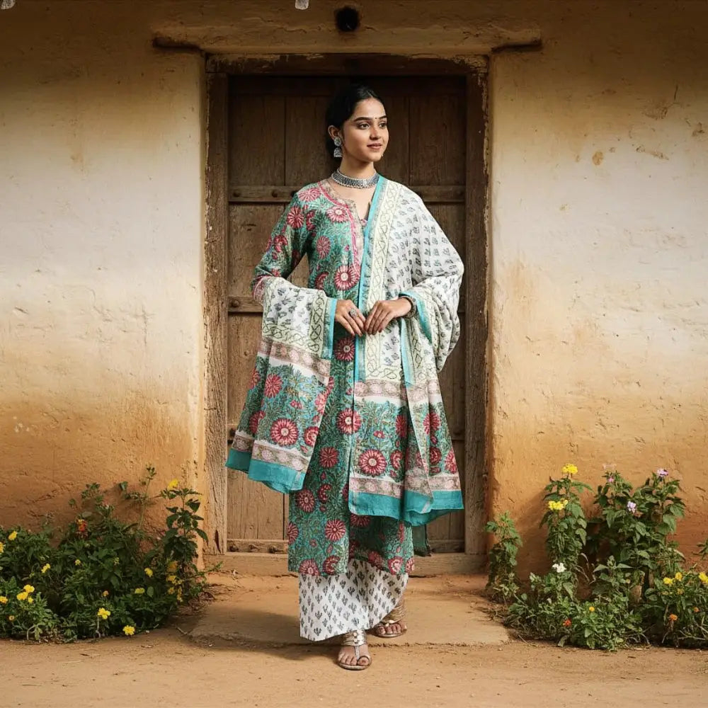 Sanganeri printed stitched suits