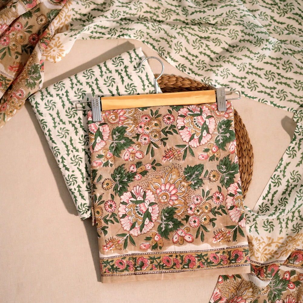 Sanganeri printed suit materials of rajasthan