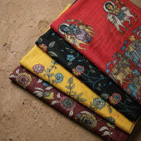itokri penwork fabrics. kalamkari involves using a pen for freehand drawing of the subject and filling in the colors. This technique has been practiced for approximately 200 years in srikalahasti.