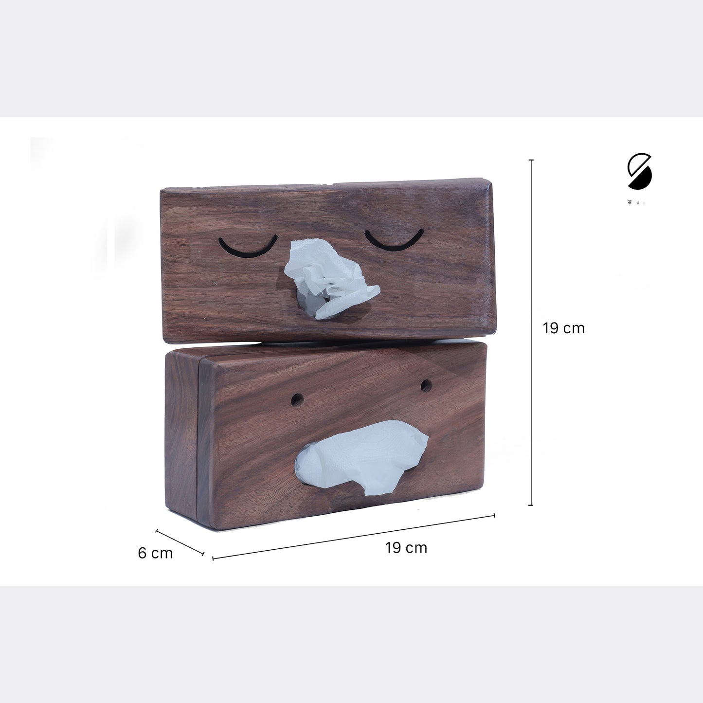 Handcrafted Wooden Double Side Tissue Box