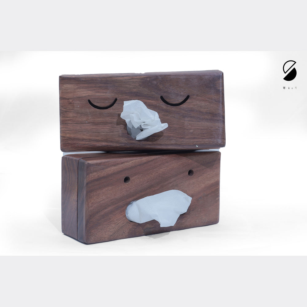 Handcrafted Wooden Double Side Tissue Box