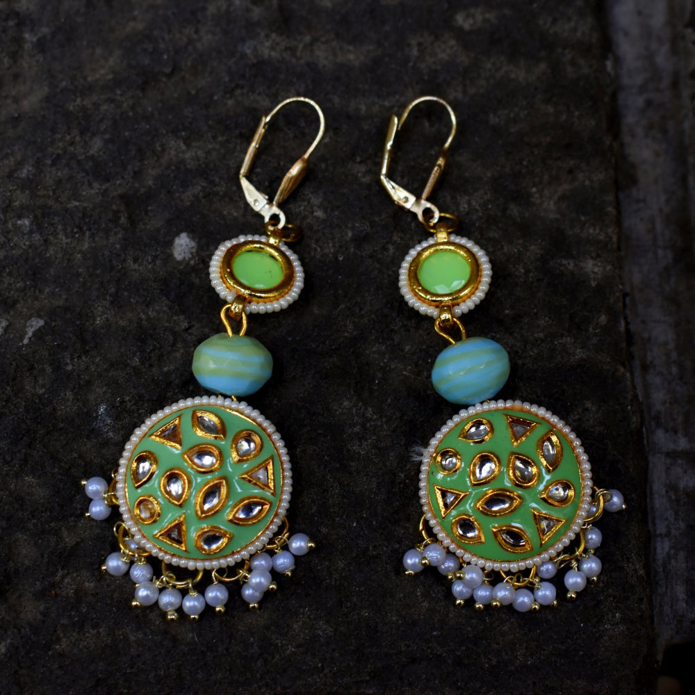 Bindurekha Ethnic Enamel Green Earrings