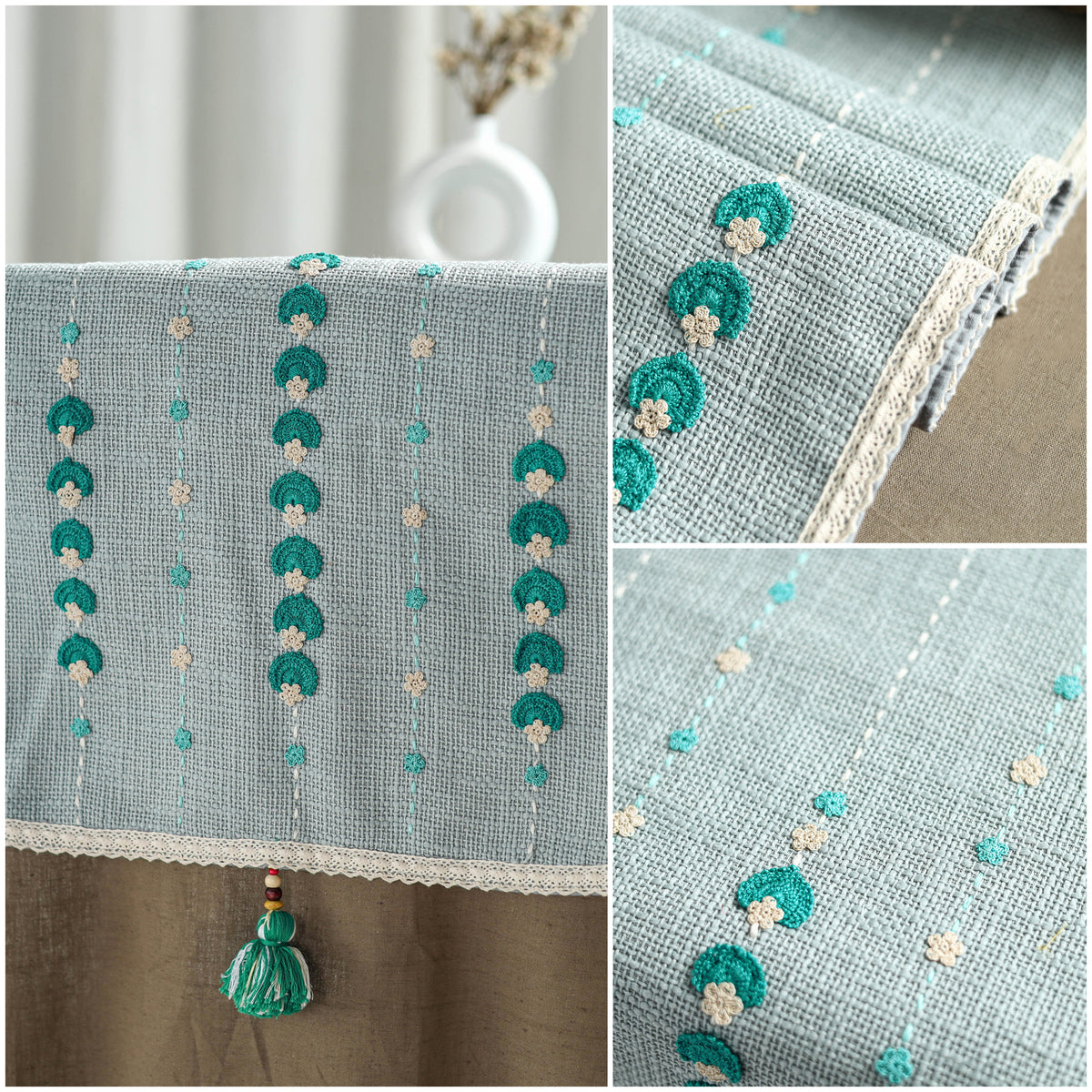 Grey - Tribal Hand Embroidered Table Runner by Kamli 06
