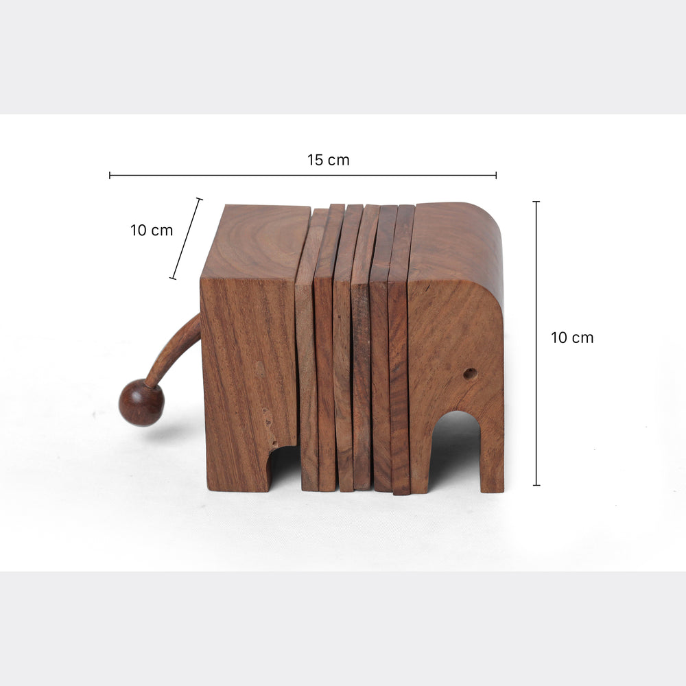 Handcrafted Wooden Elephant Coaster ( Set of 6)