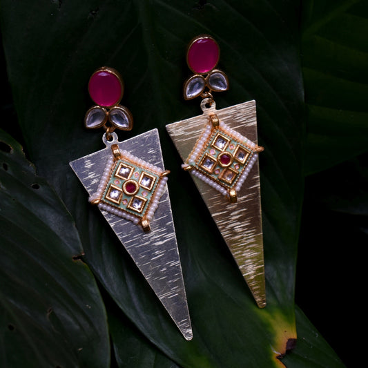 Bindurekha Pink and Gold Ethnic Earrings