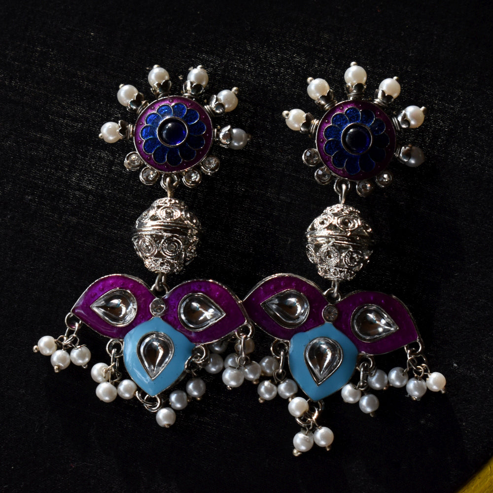 Bindurekha German Silver Meenakari Studs