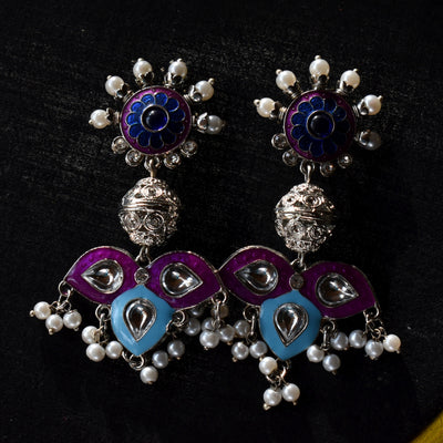 Bindurekha German Silver Meenakari Studs