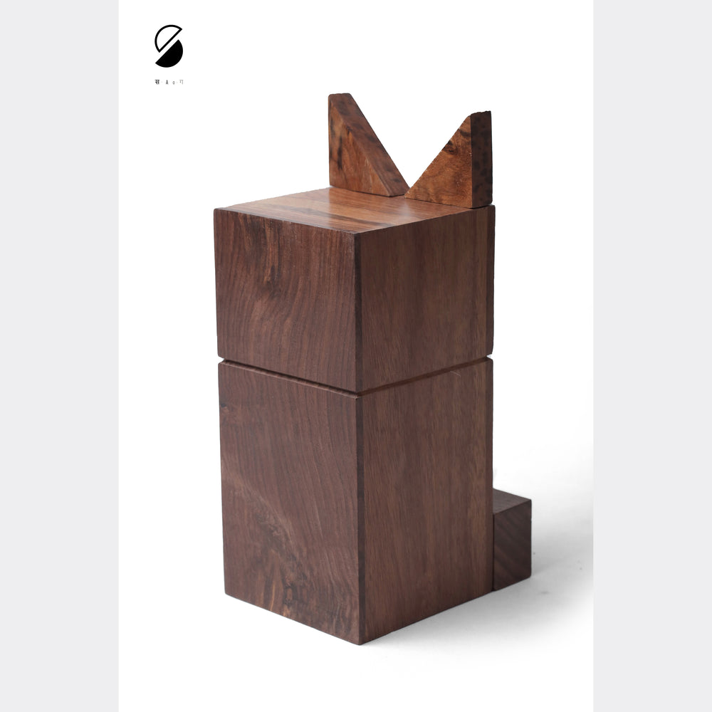 Handcrafted Wooden Cat Piggy Bank