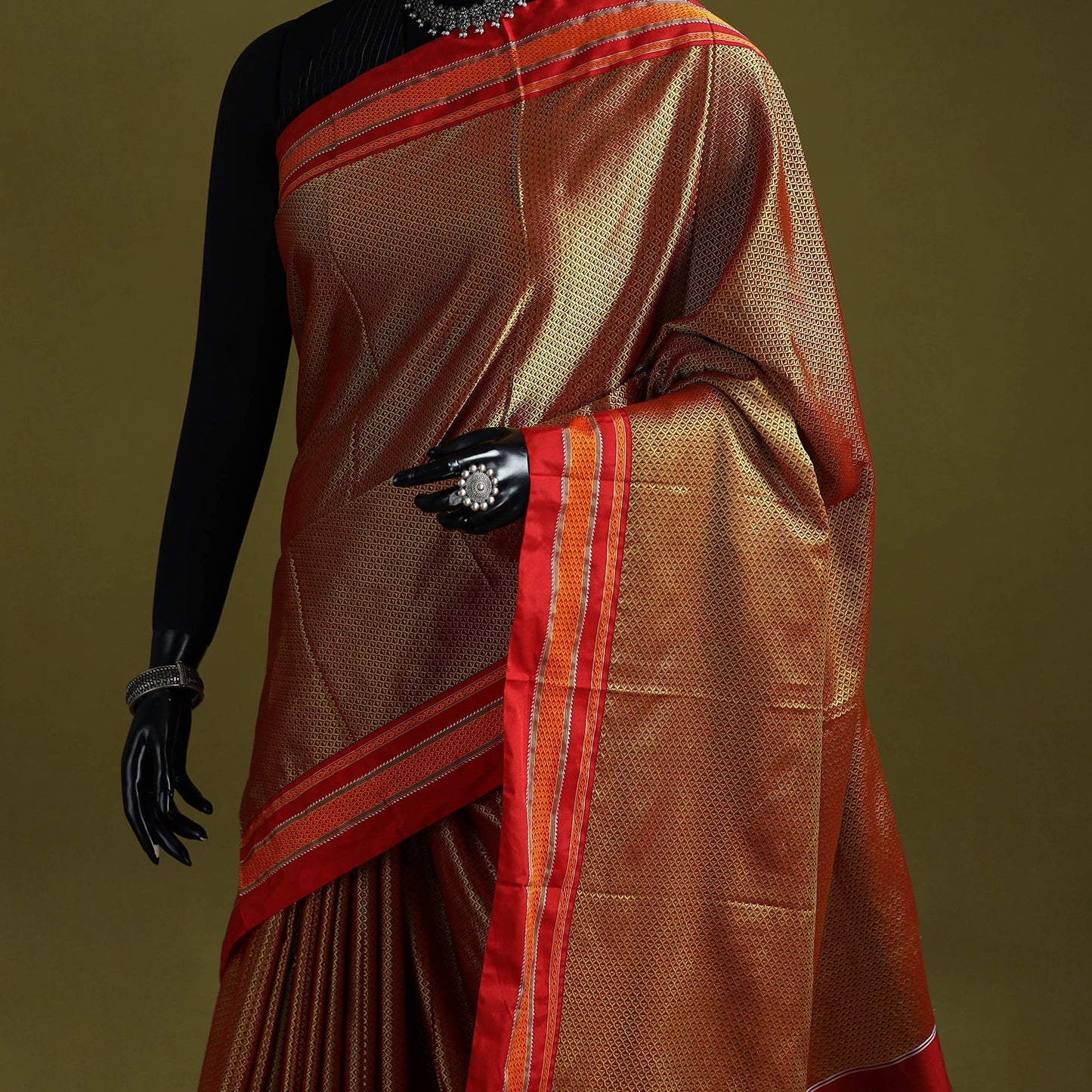 Silk cotton khun saree with ilkal pallu chikki paras border