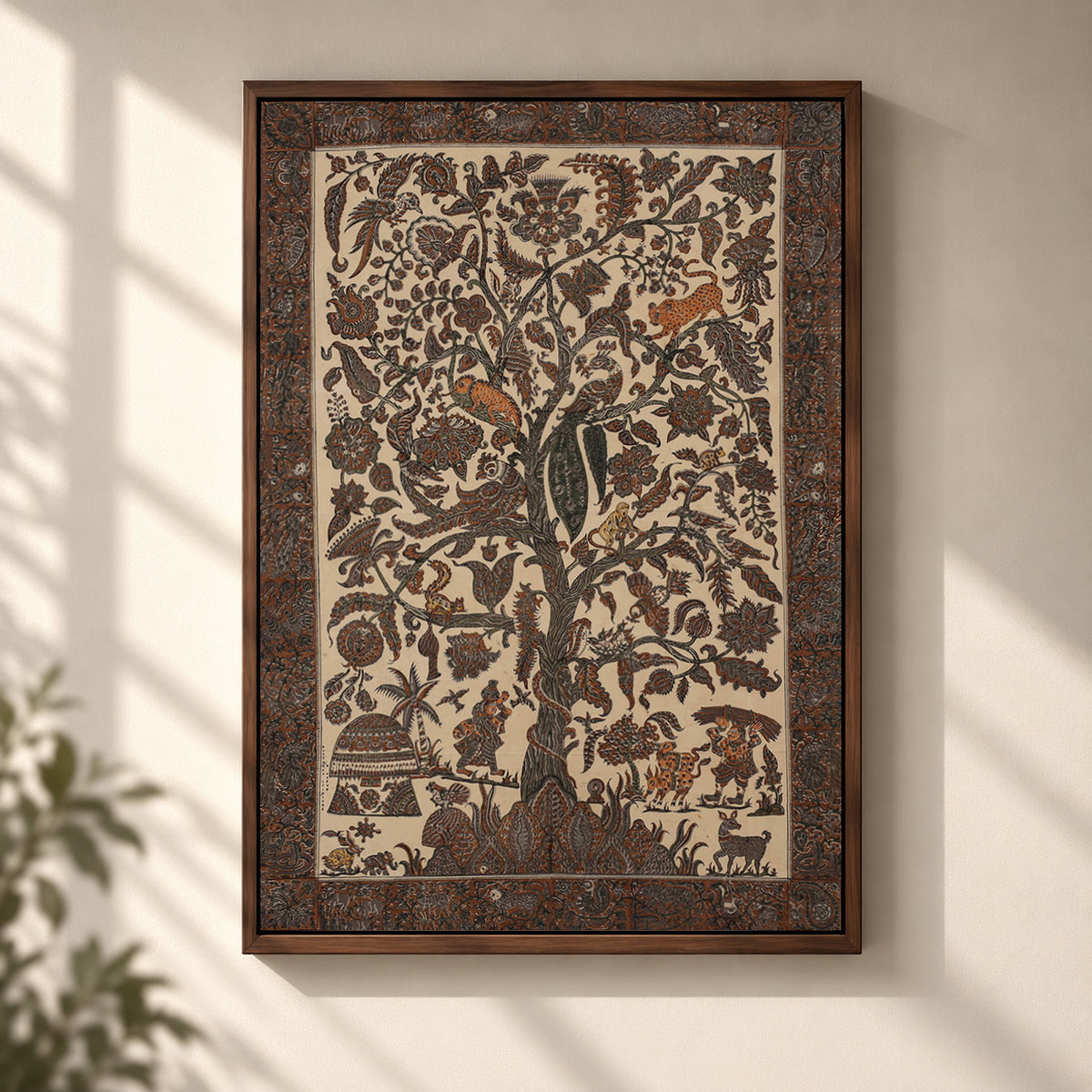 Brown - Kalamkari Art Wall Hanging with Tree of life Motif by Pitchuka Srinivas (72 x 60 in) 02
