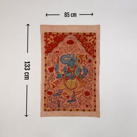 Srikalahasti Kalamkari Art Wall Hanging with Lord Ganesha Motif by Ghanshyam Sarode (52 x 33 in) 03
