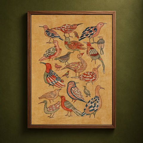 Srikalahasti Kalamkari Art Wall Hanging with Birds Motif by Ghanshyam Sarode (48 x 34 in) 02