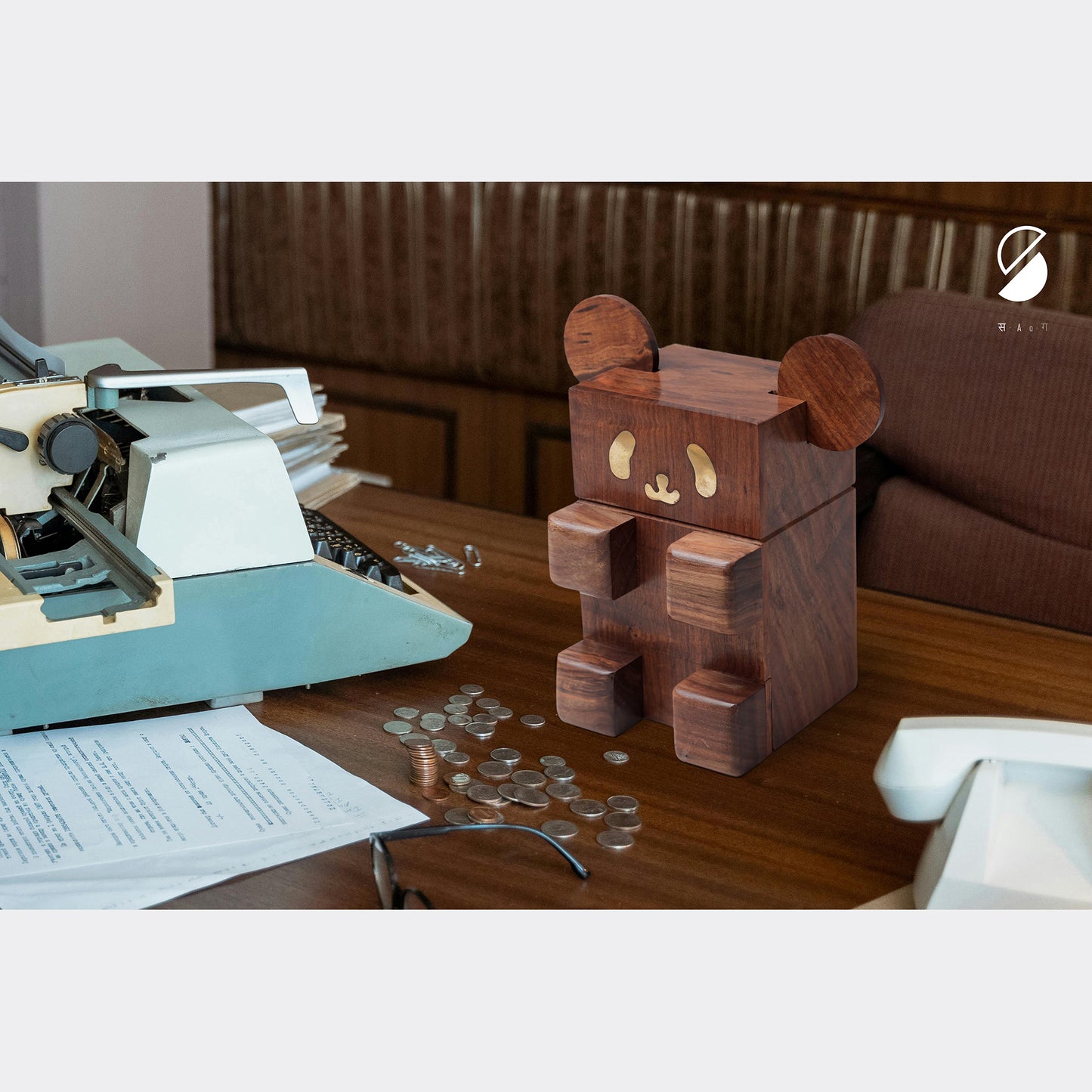 Handcrafted Wooden Panda Piggy Bank