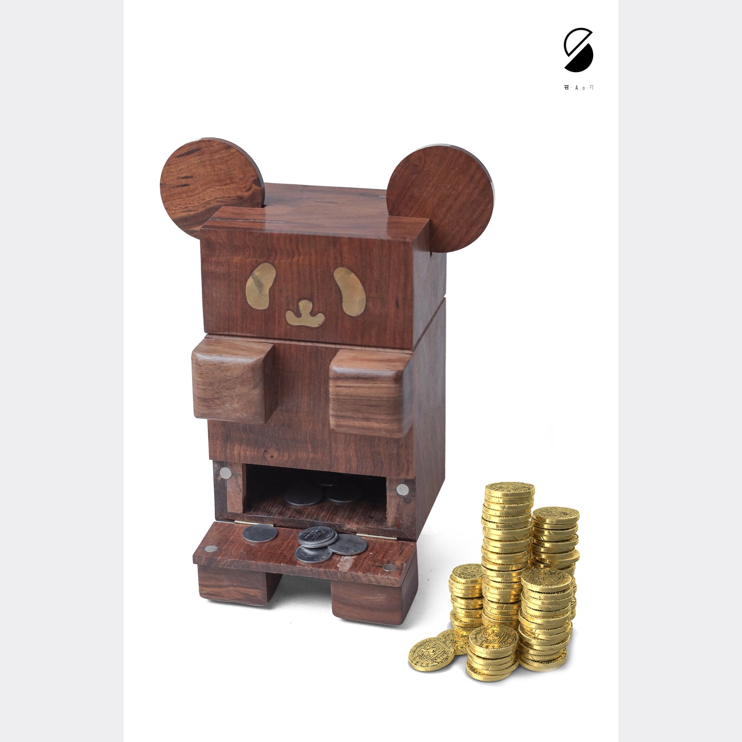 Handcrafted Wooden Panda Piggy Bank