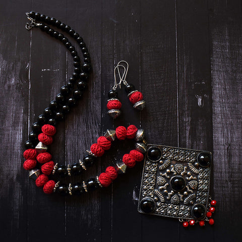 oxidised metal necklace set