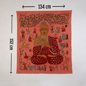 Srikalahasti Kalamkari Art Wall Hanging with Lord Buddha Motif by Ghanshyam Sarode (60 x 53 in) 05