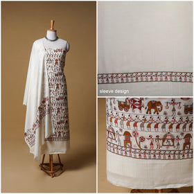 Woolen Full Embroidered Unstitched Dress Material: Kurta, Bottom & Dupatta 12